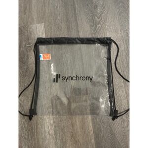 Synchrony Clear Drawstring Backpack Stadium Approved Transparent Bag Black Trim